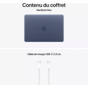 Ordinateur Apple MACBOOK Neo Puce A18 Pro CPU 6 / GPU 5 coeurs Mémoire RAM 8Go Stockage 256Go SSD – Image 4